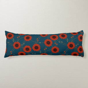 Random Art Nouveau Sunflowers Retro Floral Red Body Cushion