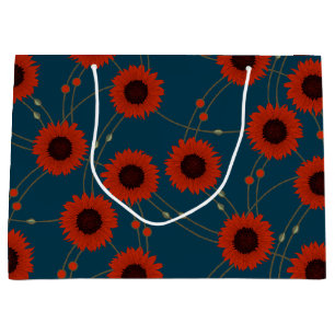 Random Art Nouveau Sunflowers Retro Floral Red Large Gift Bag