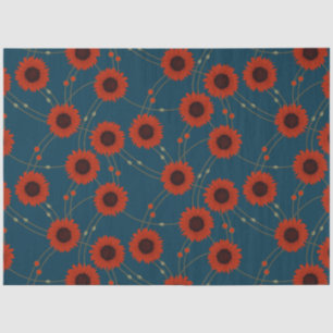 Random Art Nouveau Sunflowers Retro Floral Red Tissue Paper