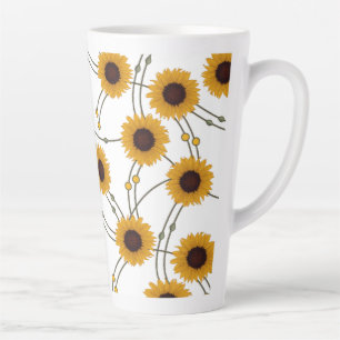 Random Art Nouveau Sunflowers Retro Floral Yellow Latte Mug