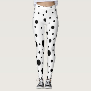 Random Black Dots on White Fun Leggings