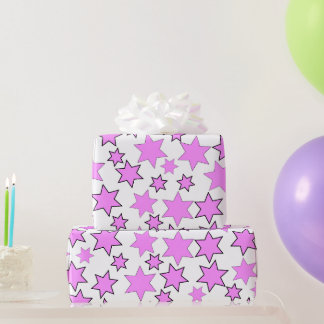 Random Bright Pink Stars Wrapping Paper