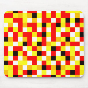 Random Checkered Pixel Art - Red & Yellow Mouse Pad