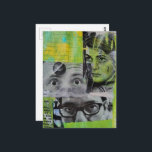 Random Collage of  Vintage Faces Postcard<br><div class="desc">A mixed media collage made and photographed by Angelandspot in the year 2026 with a selection of black and white vintage random faces from a magazine from 1968.</div>