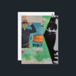 Random Collage Working Man and a Face Postcard<br><div class="desc">A mixed media collage made and photographed by Angelandspot in the year 2026 with a section of a phone book with a man in an orange hardhat and a random face</div>