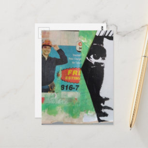 Random Collage Working Man and a Face Postcard