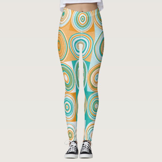Random Coloured Circles: Artistic Background. Leggings (Front)