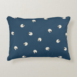 Random Cute Kawaii Skull Dots dark blue Decorative Cushion