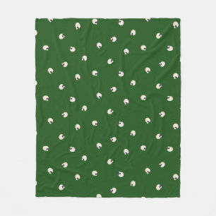Random Cute Kawaii Skull Dots dark green Fleece Blanket