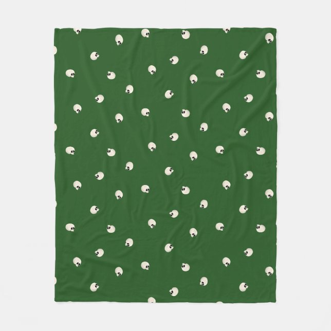 Random Cute Kawaii Skull Dots dark green Fleece Blanket (Front)
