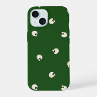 Random Cute Kawaii Skull Dots dark green
