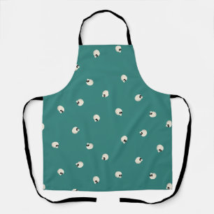 Random Cute Kawaii Skull Dots mid green Apron