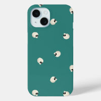 Random Cute Kawaii Skull Dots mid green