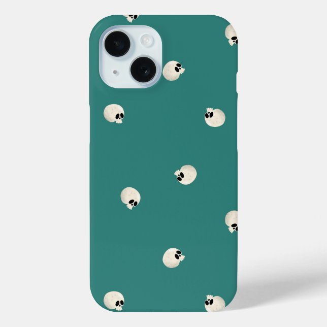 Random Cute Kawaii Skull Dots mid green Case-Mate iPhone Case (Back)