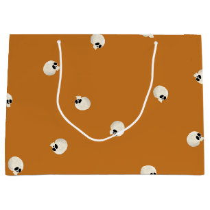 Random Cute Kawaii Skull Dots orange Large Gift Bag
