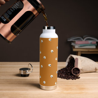 Random Cute Kawaii Skull Dots orange Water Bottle
