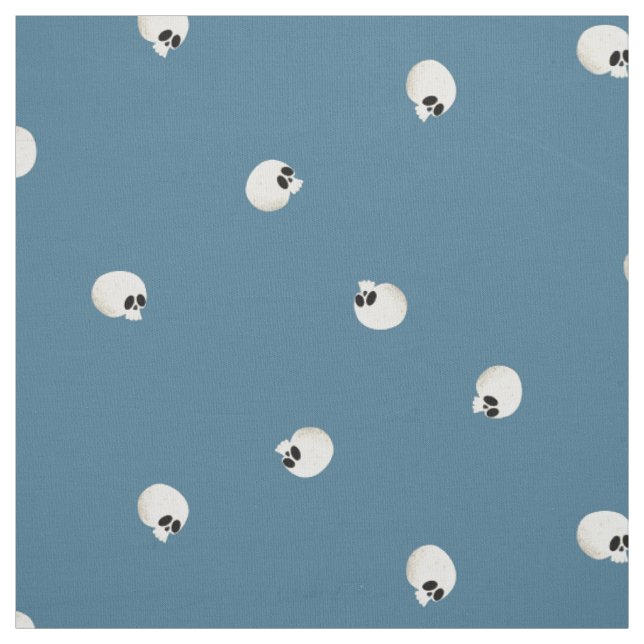 Random Cute Kawaii Skull Dots Pale Blue Fabric (Swatch)