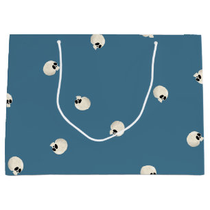 Random Cute Kawaii Skull Dots pale blue Large Gift Bag