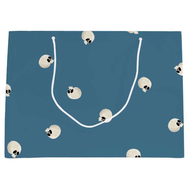 Random Cute Kawaii Skull Dots pale blue Large Gift Bag (Front)