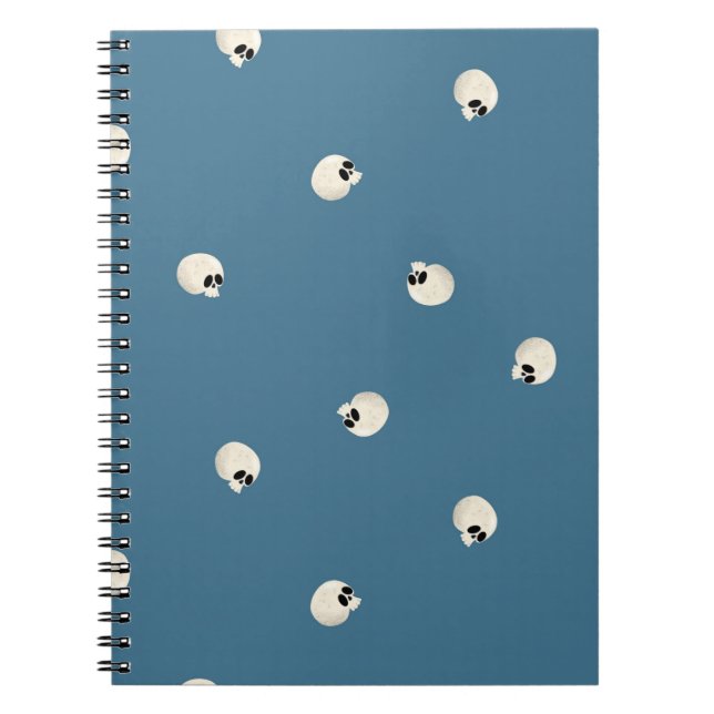 Random Cute Kawaii Skull Dots pale blue Notebook (Front)