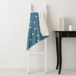 Random Cute Kawaii Skull Dots pale blue Sherpa Blanket