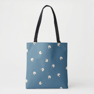 Random Cute Kawaii Skull Dots pale blue Tote Bag