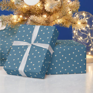 Random Cute Kawaii Skull Dots pale blue Wrapping Paper