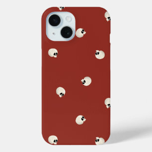 Random Cute Kawaii Skull Dots red iPhone 15 Case