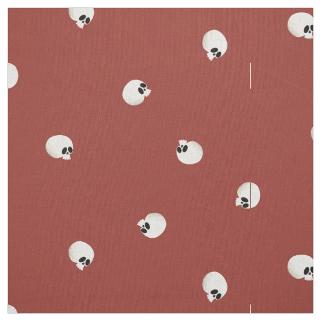 Random Cute Kawaii Skull Dots Red Fabric (Swatch)