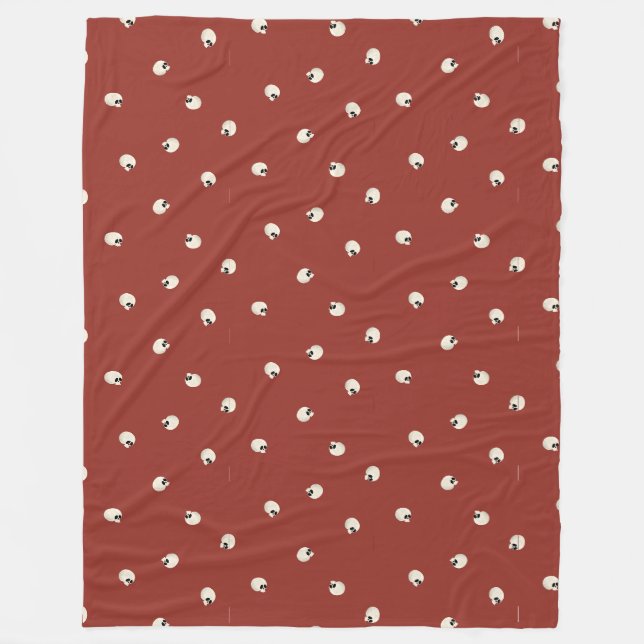 Random Cute Kawaii Skull Dots red Fleece Blanket (Front)