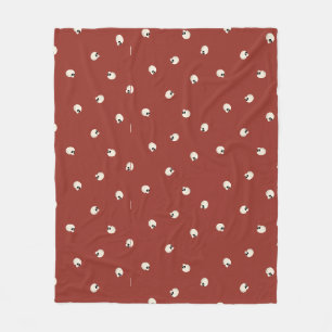 Random Cute Kawaii Skull Dots red Fleece Blanket