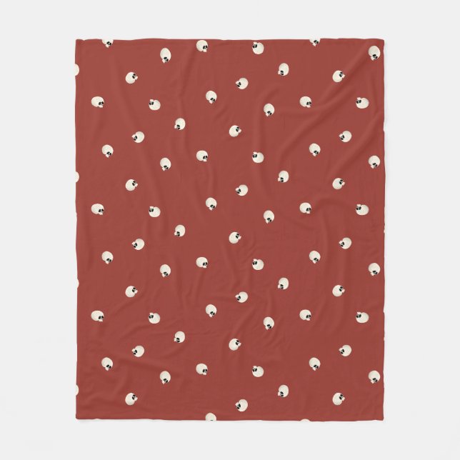 Random Cute Kawaii Skull Dots red Fleece Blanket (Front)