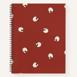 Random Cute Kawaii Skull Dots red Notebook