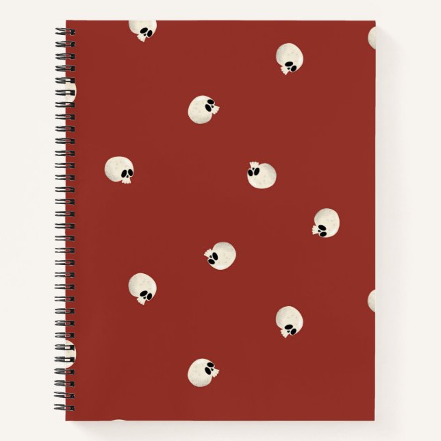 Random Cute Kawaii Skull Dots red Notebook (Front)