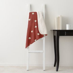 Random Cute Kawaii Skull Dots red Sherpa Blanket
