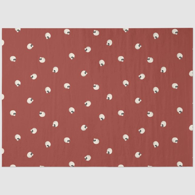 Random Cute Kawaii Skull Dots red Tissue Paper (Front)