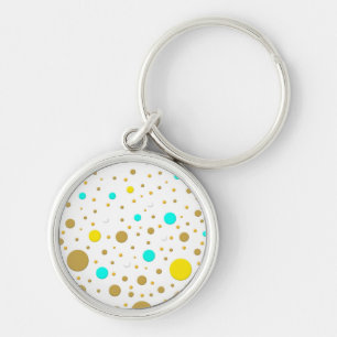Random Dots Yellow Turqoise White Gold Key Ring