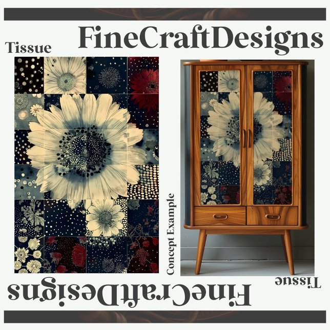 Random Floral Tile Collage Decoupage Left 152 Tissue Paper (Creator Uploaded)