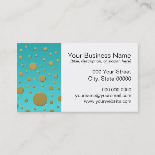 Random Gold Dots on Turquoise Modern Pattern Business Card