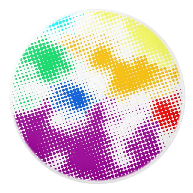 Random halftone colourful background ceramic knob (Front)