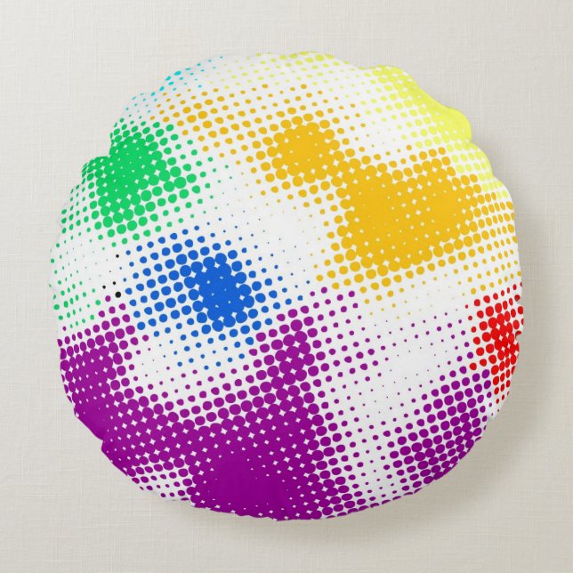 Random halftone colourful background round cushion (Front)