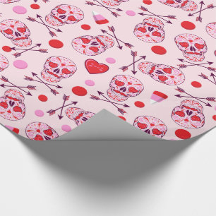 Random Heart Sugar Skulls & Arrows Wrapping Paper