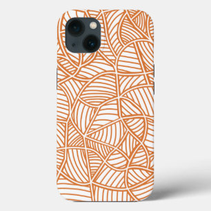 Random Leaf Mosaic Dark Orange iPhone 13 Case