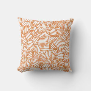 Random Leaf Mosaic Dark Orange Cushion