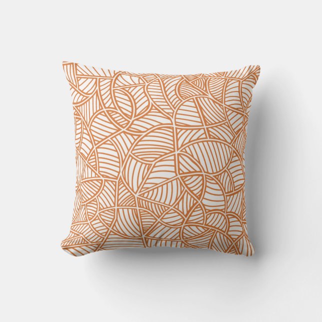 Random Leaf Mosaic Dark Orange Cushion (Front)