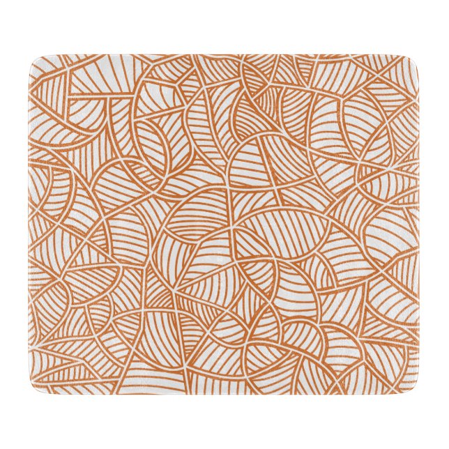 Random Leaf Mosaic Dark Orange Cutting Board (Front)
