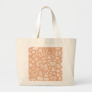 Random Leaf Mosaic Dark Orange Large Tote Bag