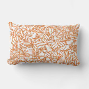 Random Leaf Mosaic Dark Orange Lumbar Cushion