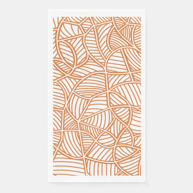 Random Leaf Mosaic Dark Orange Napkin (Front)