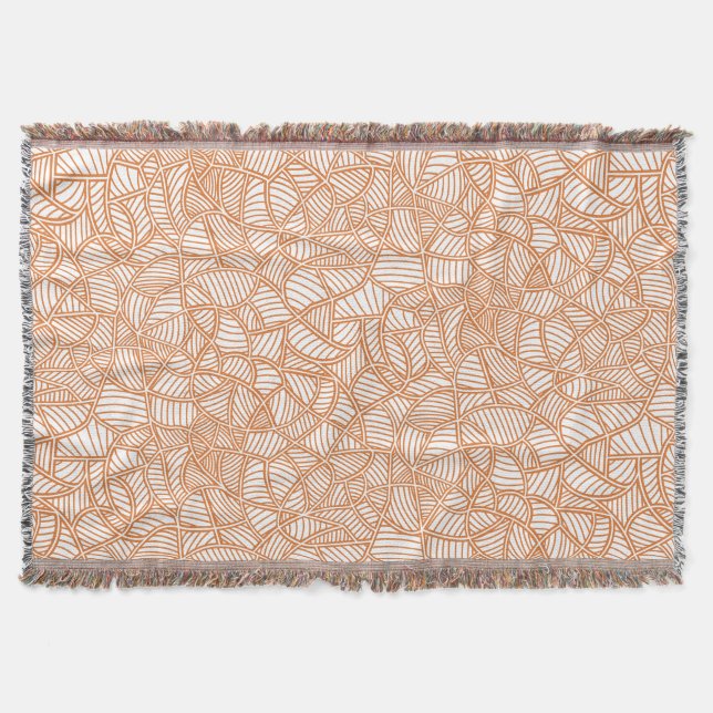 Random Leaf Mosaic Dark Orange Throw Blanket (Front)